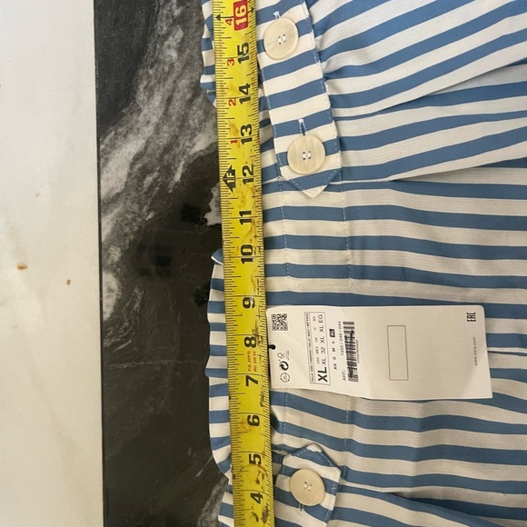 Zara High Waist Blue and White Striped Shorts - Picture 5 of 6